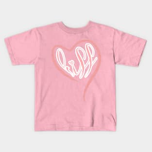 Kiss inside a red heart a reference to Valentine's Day engraving Kids T-Shirt